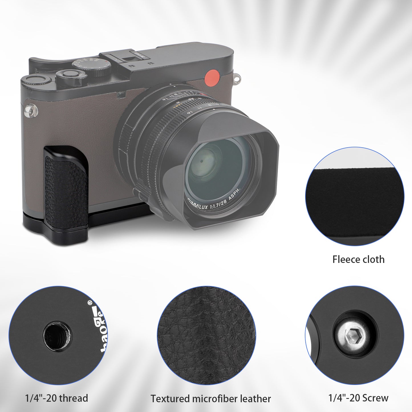 Haoge HG-Q2B Hand Grip Bracket Holder Designed for Leica Q2 Camera Body