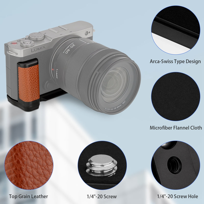 Haoge HG-S9-C Handle HandGrip for Panasonic LUMIX S9 Camera Body S9K L-Shape Grip Bracket Brown