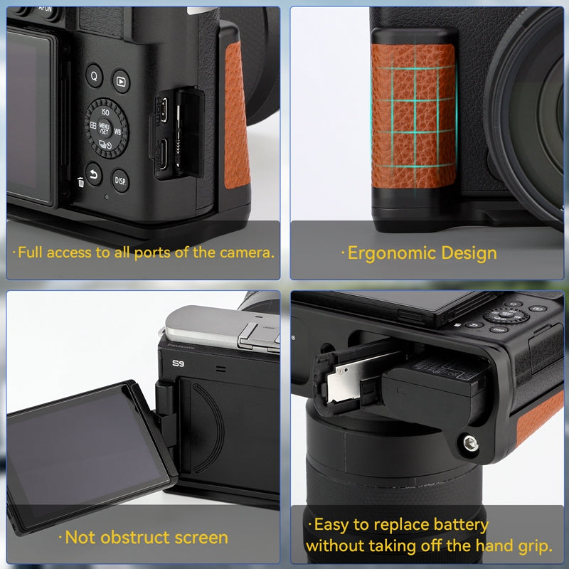 Haoge HG-S9-C Handle HandGrip for Panasonic LUMIX S9 Camera Body S9K L-Shape Grip Bracket Brown