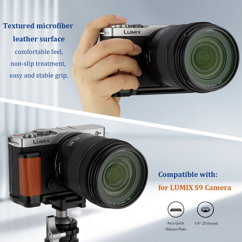 Haoge HG-S9-C Handle HandGrip for Panasonic LUMIX S9 Camera Body S9K L-Shape Grip Bracket Brown