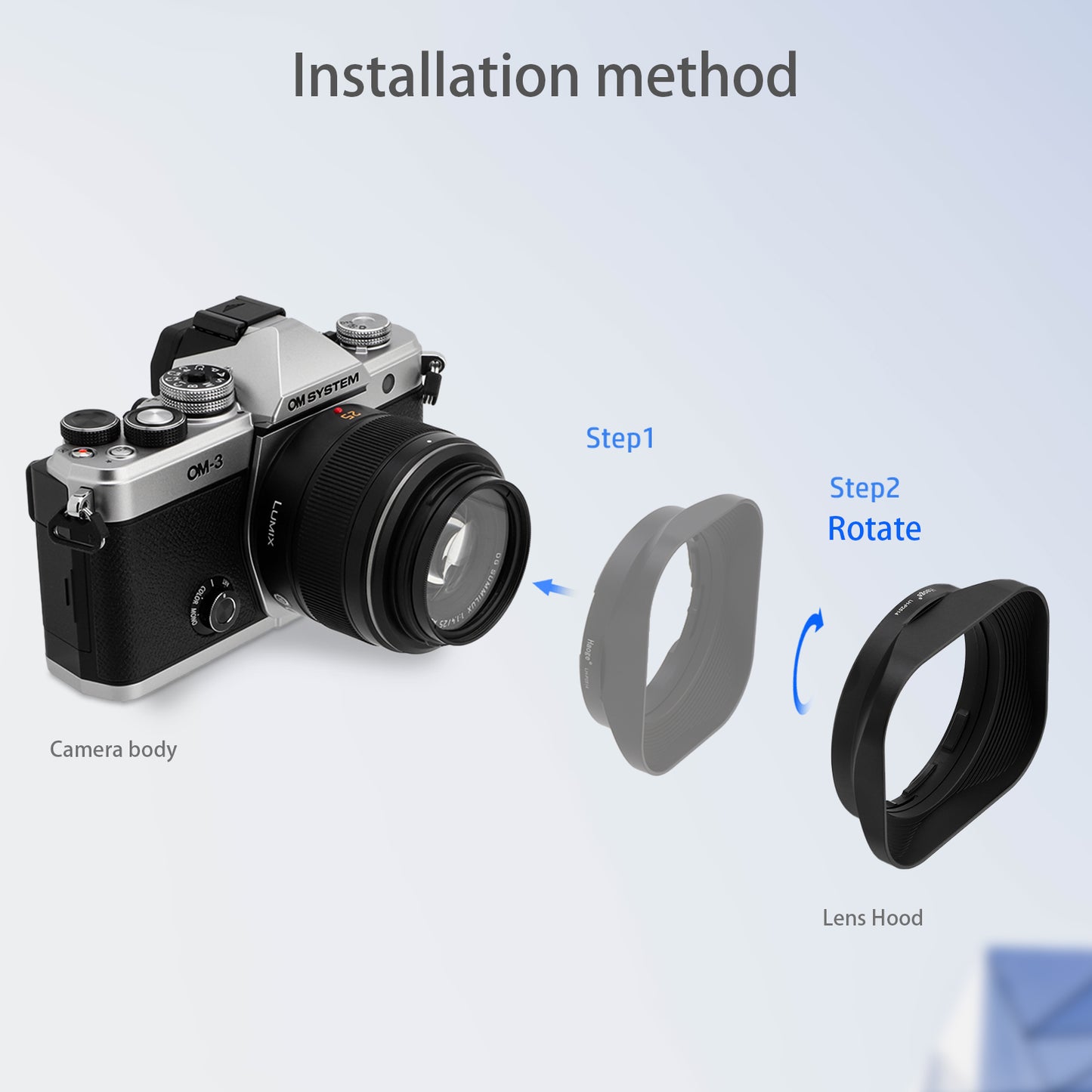 Haoge LH-P2514 Square Metal Lens Hood for Panasonic LEICA DG SUMMILUX 25mm f/1.4 ASPH lens dg25 25MM F1.4 H-X025