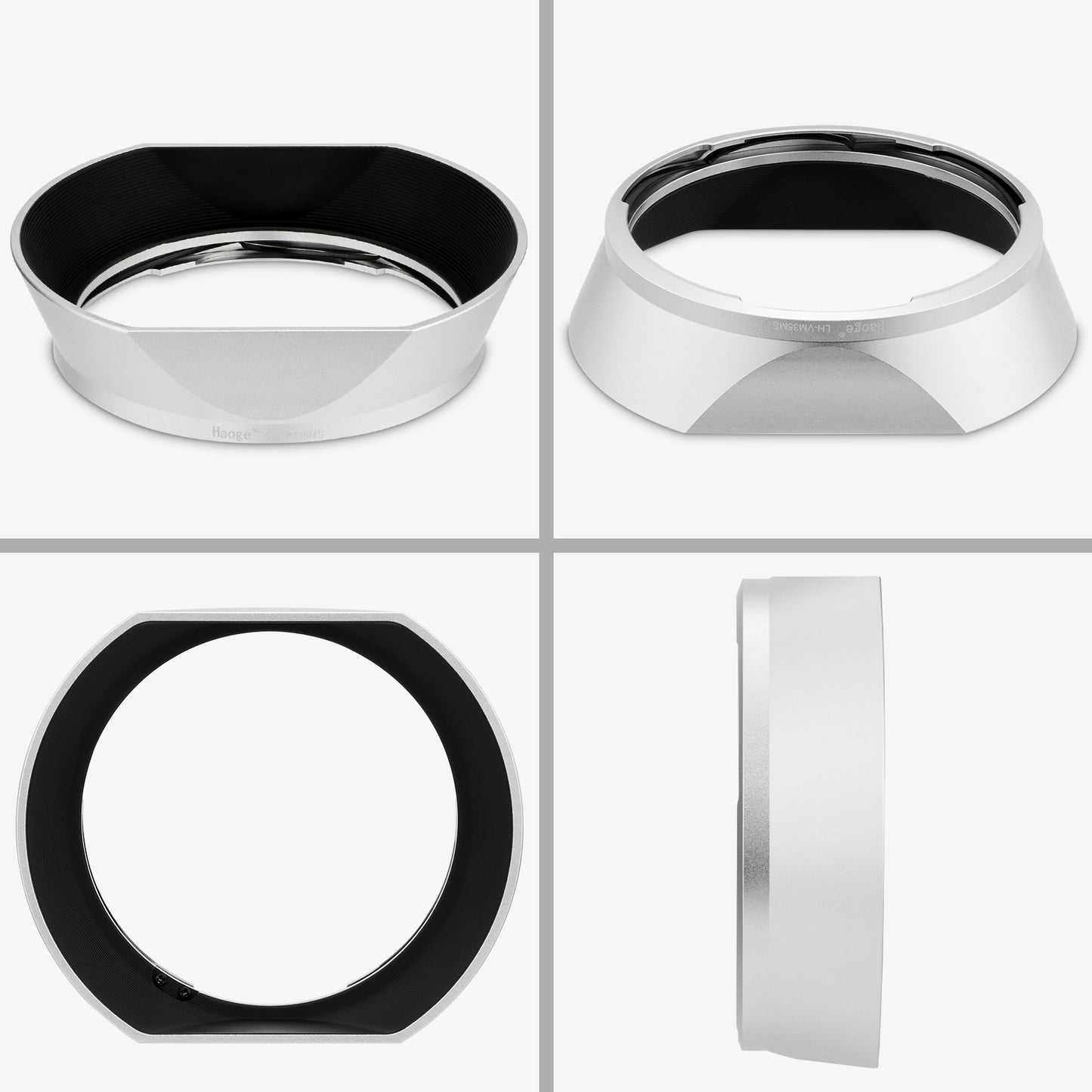 Haoge Metal Square Bayonet Lens Hood for Voigtlander Nokton Aspherical ASPH 40mm f1.2 VM,35mm f/1.2 II/III VM, 50mm f1.2 VM Leica M-Mount Lens replaces LH-8 Shade LH-VM35MS Silver