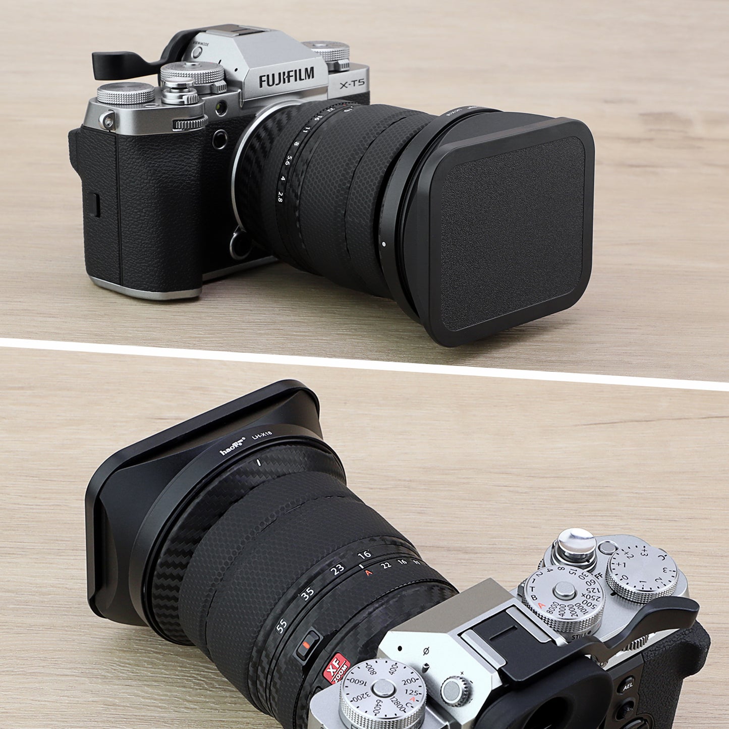 Haoge Square Metal Lens Hood Shade with Cap for Fujifilm Fuji Fujinon XF16-55mm F2.8 R LM WR II Lens on X-Pro3 XT30II XT5 XT50 Camera
