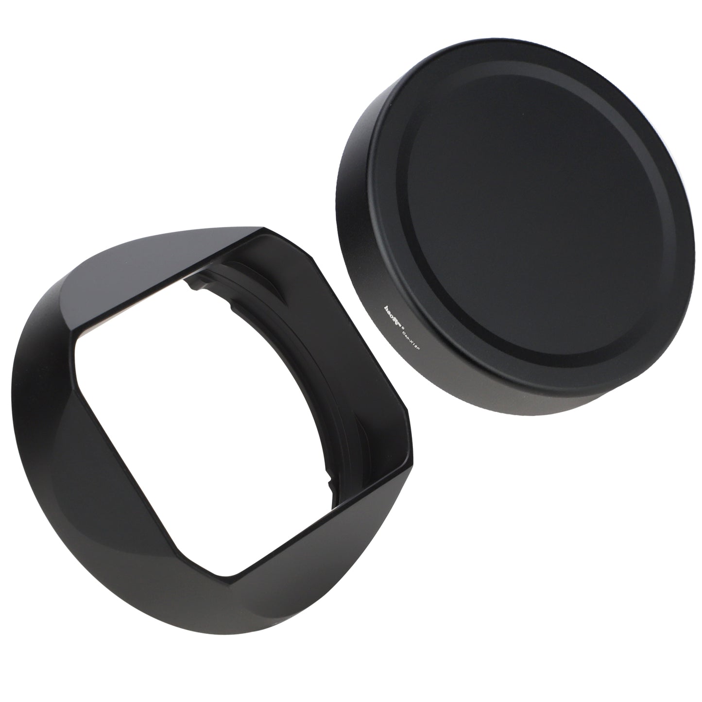 Haoge Lens Hood Metal Square Bayonet for Fujifilm Fuji Fujinon XF 18mm F1.4 R LM WR Lens With Metal Front Cap Kit, Replaces Fuji xf18mmf/1.4 Lens Hood LH-XF18 on Camera X-T4 X-S10 X-T30 XE4