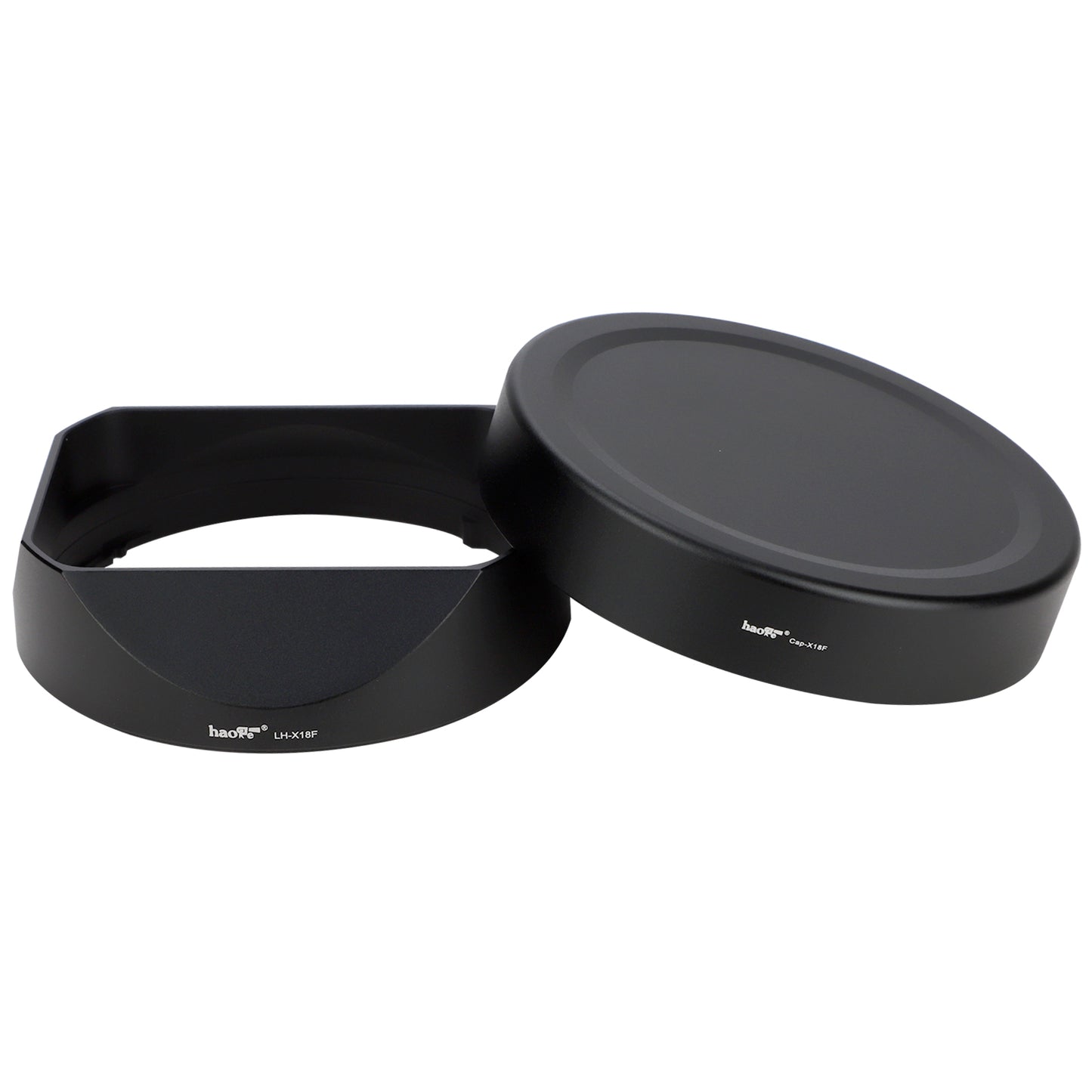 Haoge Lens Hood Metal Square Bayonet for Fujifilm Fuji Fujinon XF 18mm F1.4 R LM WR Lens With Metal Front Cap Kit, Replaces Fuji xf18mmf/1.4 Lens Hood LH-XF18 on Camera X-T4 X-S10 X-T30 XE4