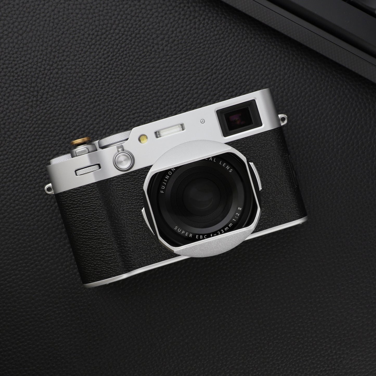 Haoge Square Metal Lens Hood Shade with Cap and 49mm Adapter Ring for Fuji Fujifilm FinePix X100VI x100vi x100v x100f x100t x100s x100 x70 Camera Accessories Silver LH-X54W+Cap-X54W