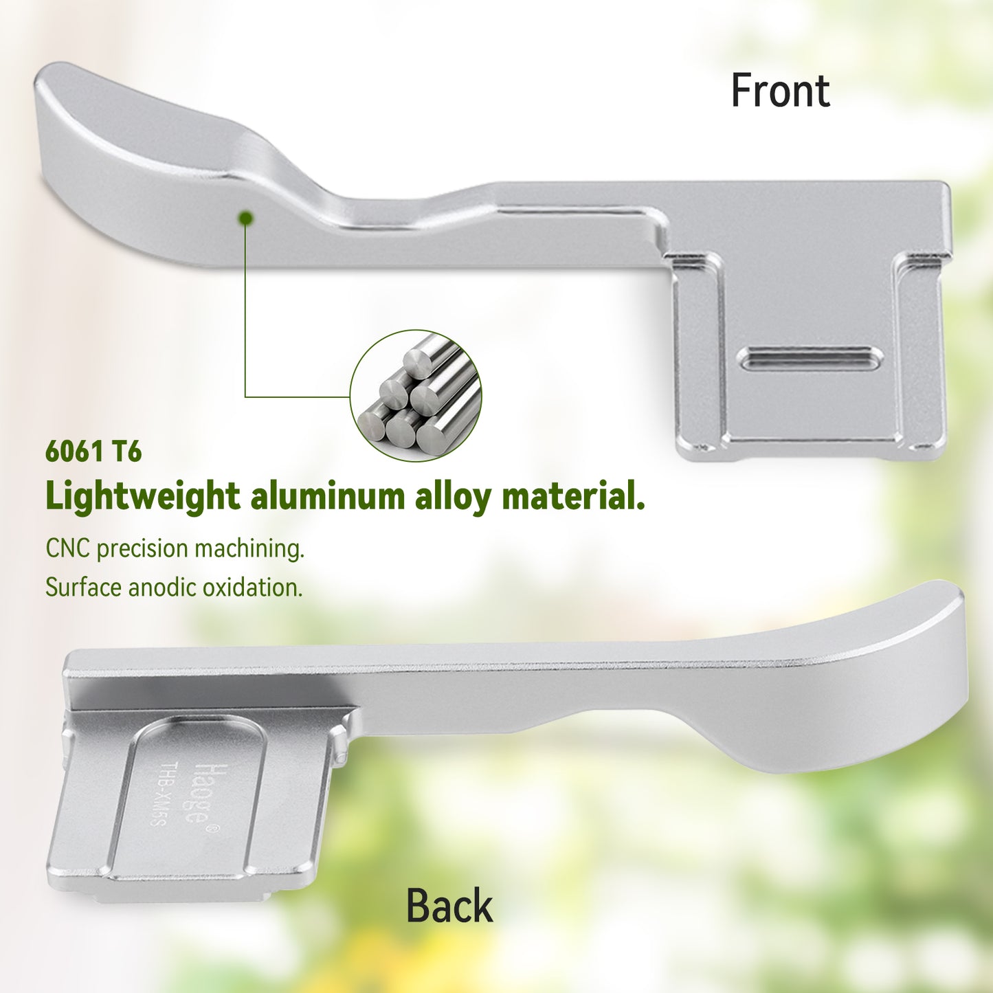 Haoge Metal Thumb Up Grip for Fujifilm X-M5 Camera Digital Accessories xm5 Hot Shoe Thumb Up Rest Support Handgrip Silver THB-XM5S