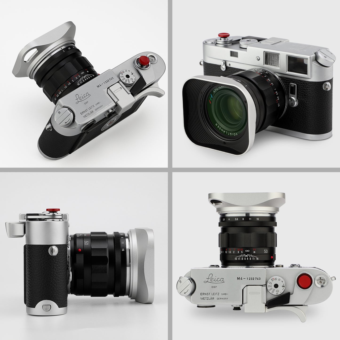 Haoge LH-ZM33P Bayonet Metal Square Lens Hood for Voigtlander 35 mm / 1:2.0 APO-Lanthar aspherical VM Lens,Voigtlander 50 mm / 1:2.0 APO-Lanthar aspherical VM Lens Silver replace LH-13