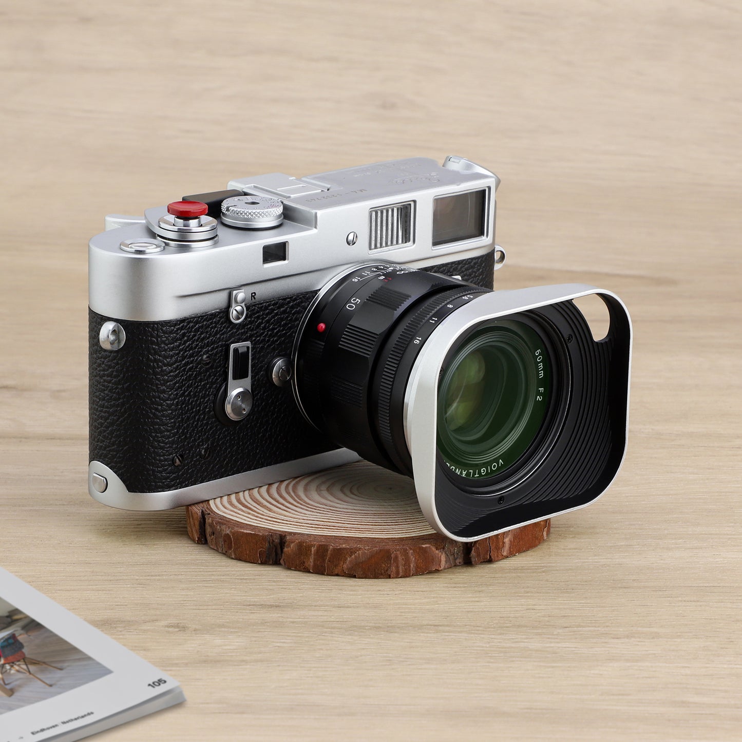 Haoge LH-ZM33P Bayonet Metal Square Lens Hood for Voigtlander 35 mm / 1:2.0 APO-Lanthar aspherical VM Lens,Voigtlander 50 mm / 1:2.0 APO-Lanthar aspherical VM Lens Silver replace LH-13