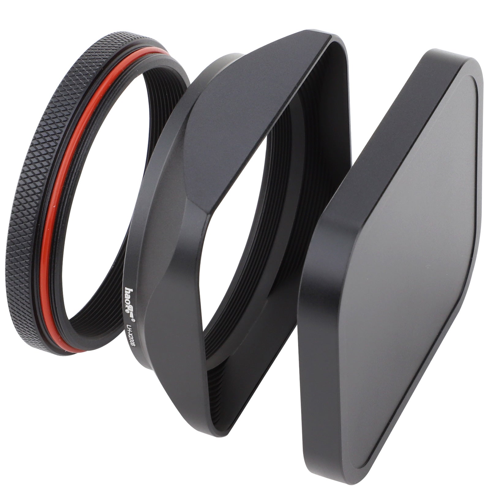 Haoge LH-X200B Square Metal Lens Hood with 49mm Adapter Ring for