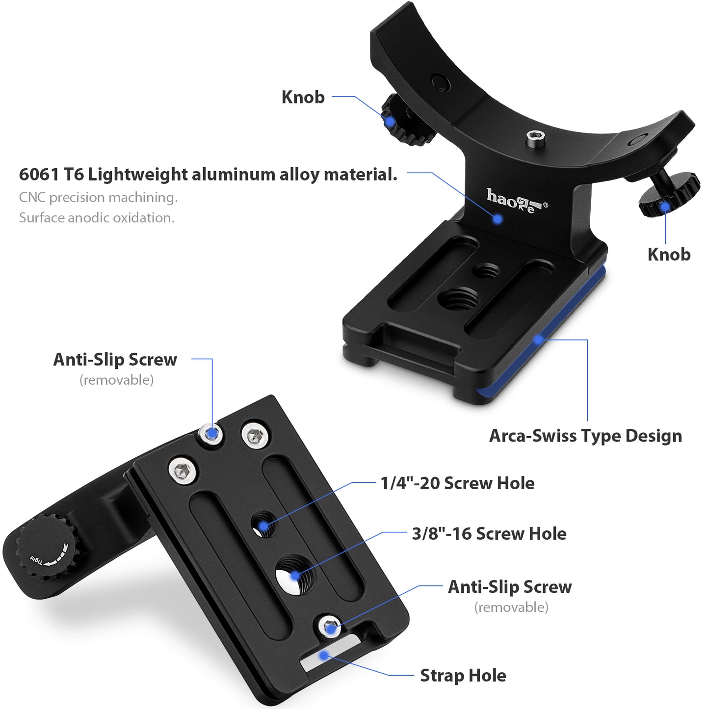 Haoge LMR-XF140 Lens Collar Replacement Foot Tripod Mount Ring for Fujifilm Fuji Fujinon XF 100-400mm F4.5-5.6 R LM OIS WR XF100-400mmF4.5-5.6 Lens built-in Arca Swiss Type Quick Release Plate
