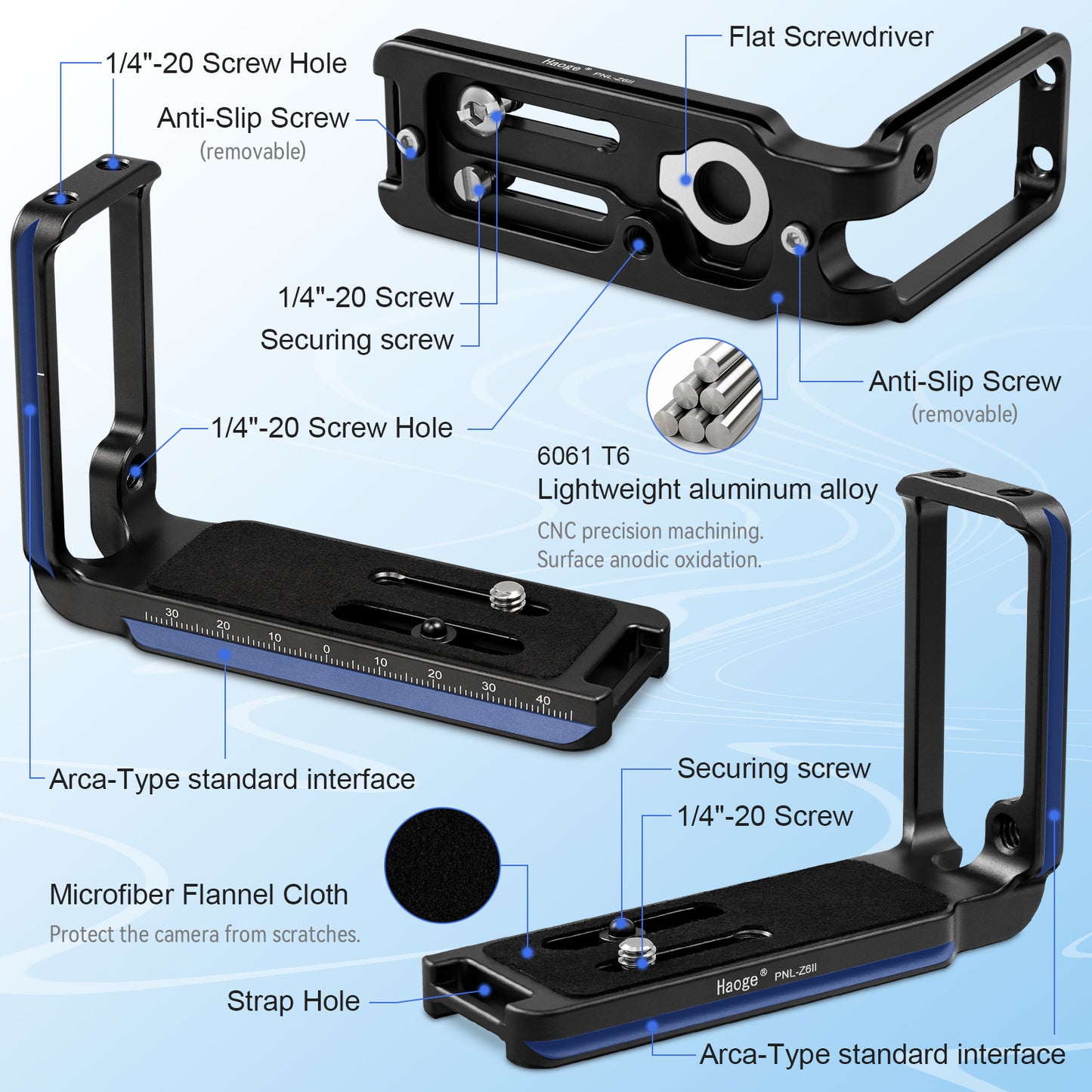 Haoge PNL-Z6II L Bracket for Nikon Z5 Z6 Z7 Z6II Z6III Z7II Camera , Arca Style Compatiable Quick Release Plate