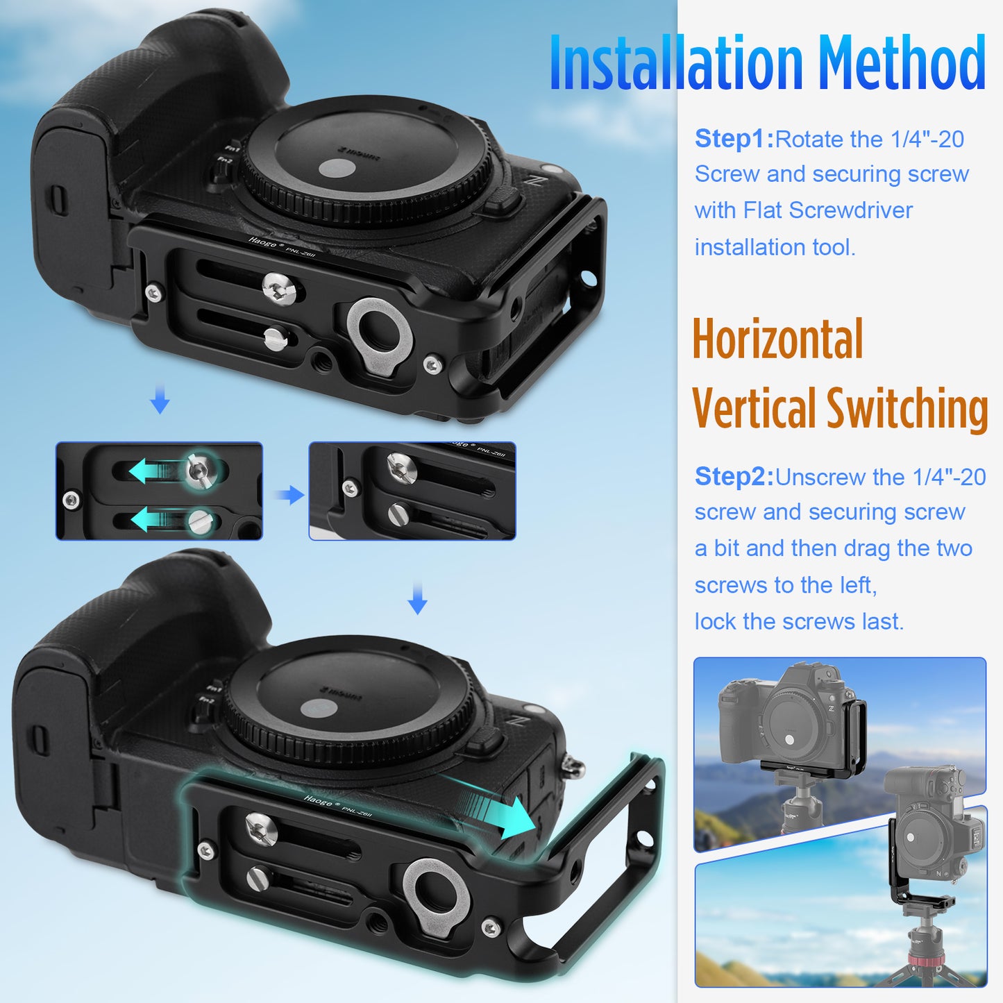 Haoge PNL-Z6II L Bracket for Nikon Z5 Z6 Z7 Z6II Z6III Z7II Camera , Arca Style Compatiable Quick Release Plate