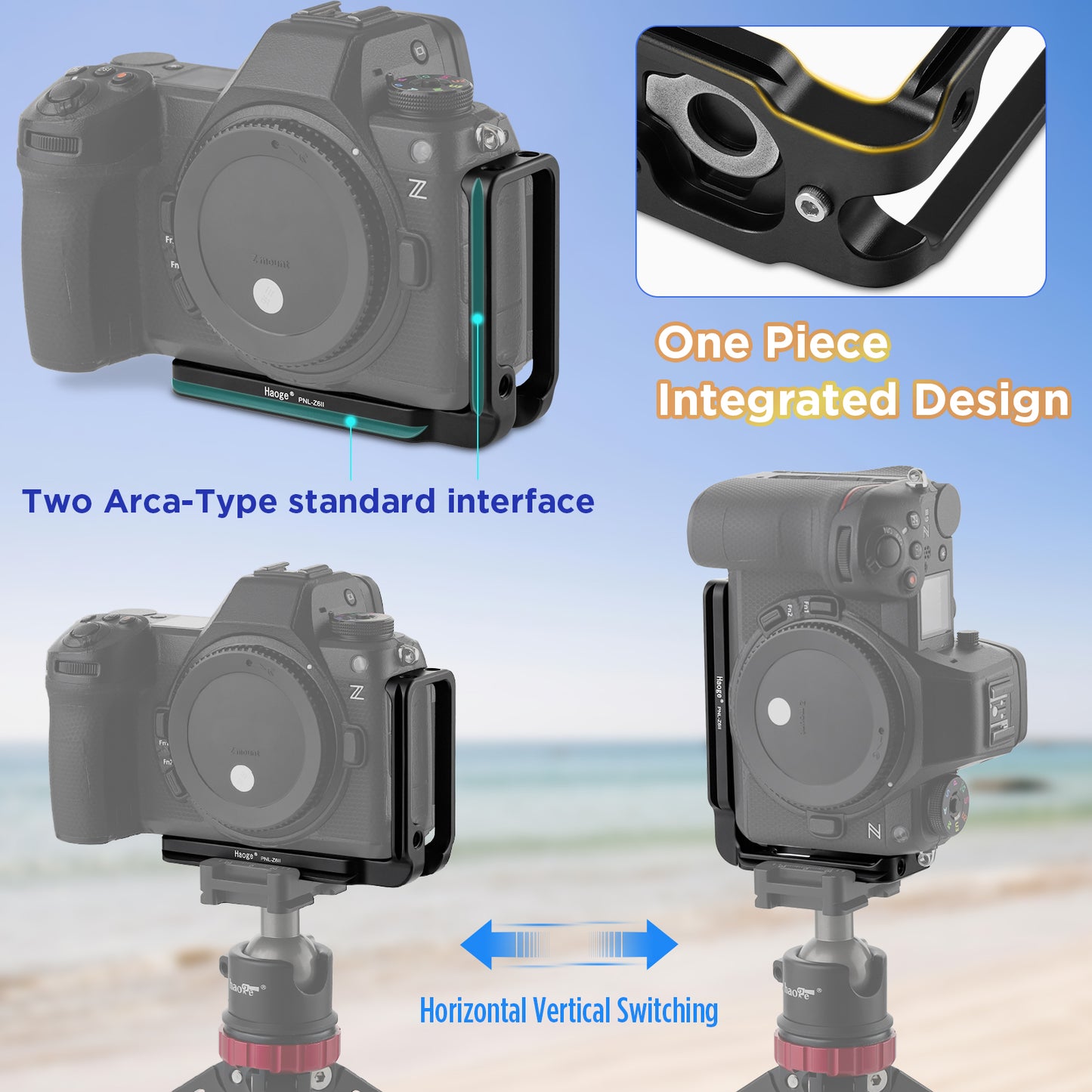 Haoge PNL-Z6II L Bracket for Nikon Z5 Z6 Z7 Z6II Z6III Z7II Camera , Arca Style Compatiable Quick Release Plate