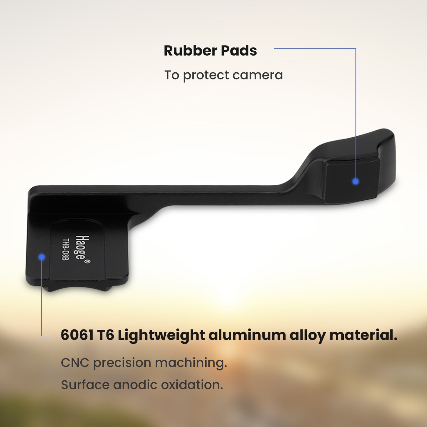 Haoge Metal Thumb Up Grip for Leica D-LUX 8 Camera Digital AccessoriesTHB-D8B Hot Shoe Thumb Up Rest Support Handgrip