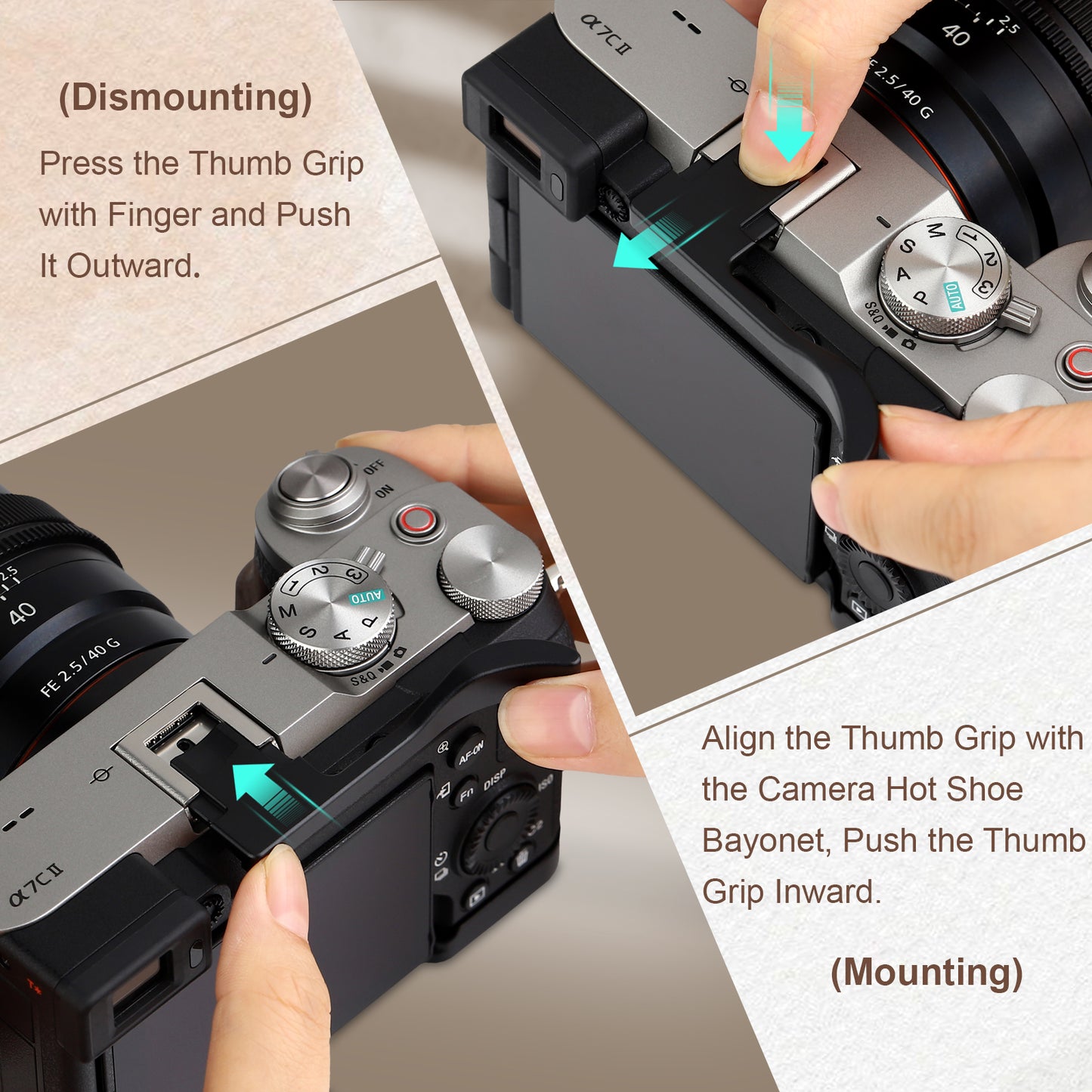 Haoge Metal Thumb Grip for Sony α7cii,Alpha 7CR,ILCE-7CR,Digital Camera Accessories Black Hot Shoe Thumb Up Rest Handle Grip THB-S7CR-B