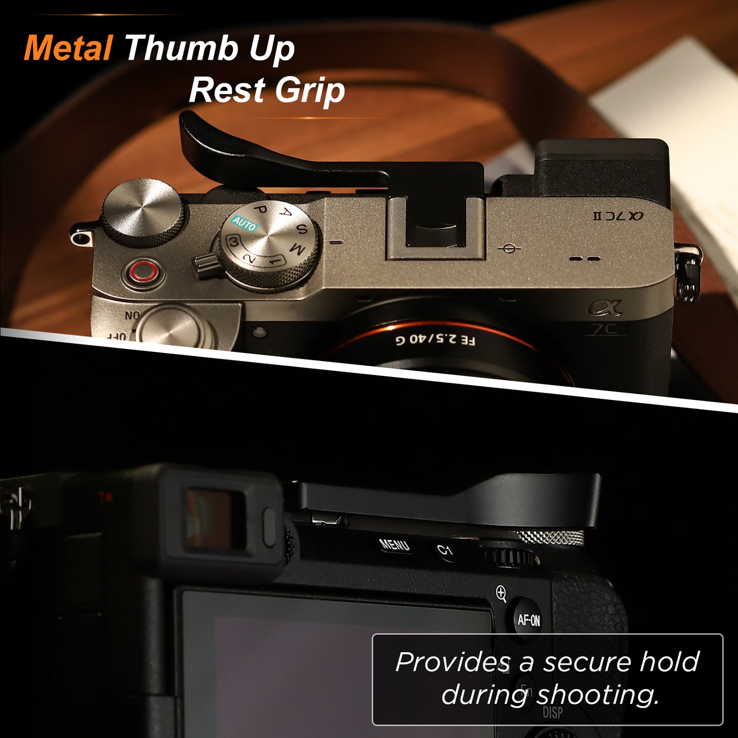 Haoge Metal Thumb Grip for Sony α7cii,Alpha 7CR,ILCE-7CR,Digital Camera Accessories Black Hot Shoe Thumb Up Rest Handle Grip THB-S7CR-B