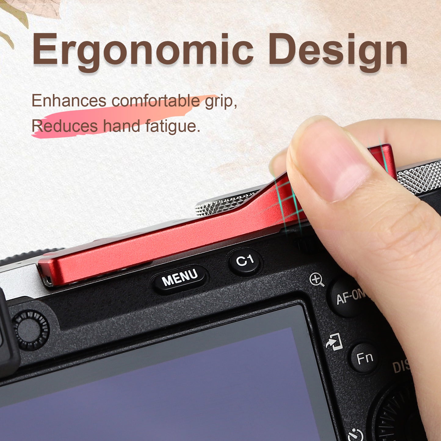 Haoge Thumb Hand Grip for Sony α7Cii,A7CR Camera Accessories Red Metal Hot Shoe Thumb Up Rest Hand Grip THB-S7CR-R