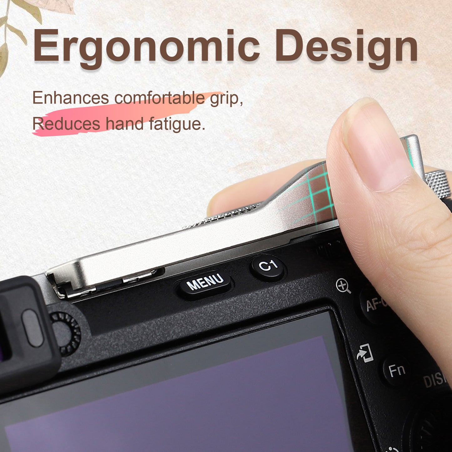 Haoge Metal Hot Shoe Thumb Up Rest Hand Grip for Sony A7CII,a7CR,Camera Accessories Silver THB-S7CR-S