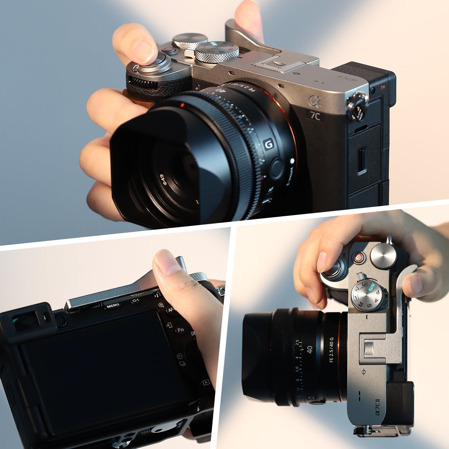 Haoge Metal Hot Shoe Thumb Up Rest Hand Grip for Sony A7CII,a7CR,Camera Accessories Silver THB-S7CR-S