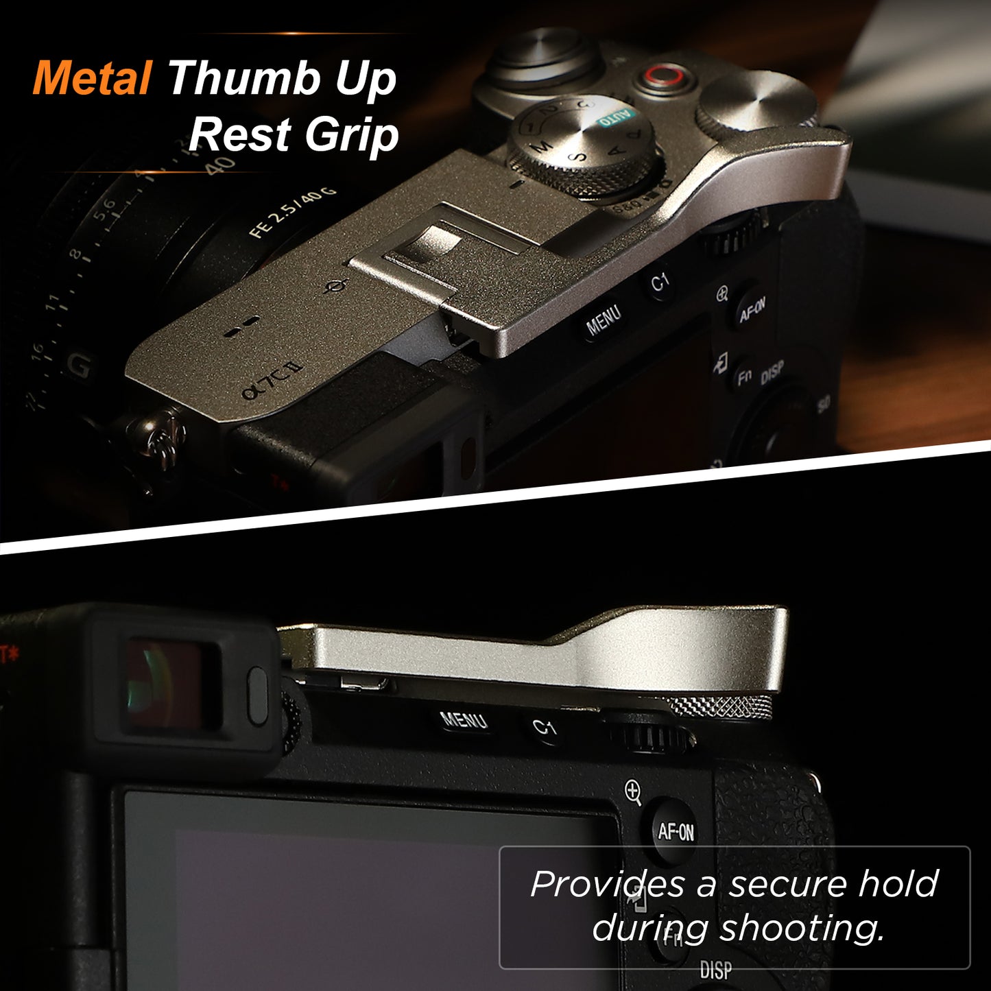 Haoge Metal Hot Shoe Thumb Up Rest Hand Grip for Sony A7CII,a7CR,Camera Accessories Silver THB-S7CR-S