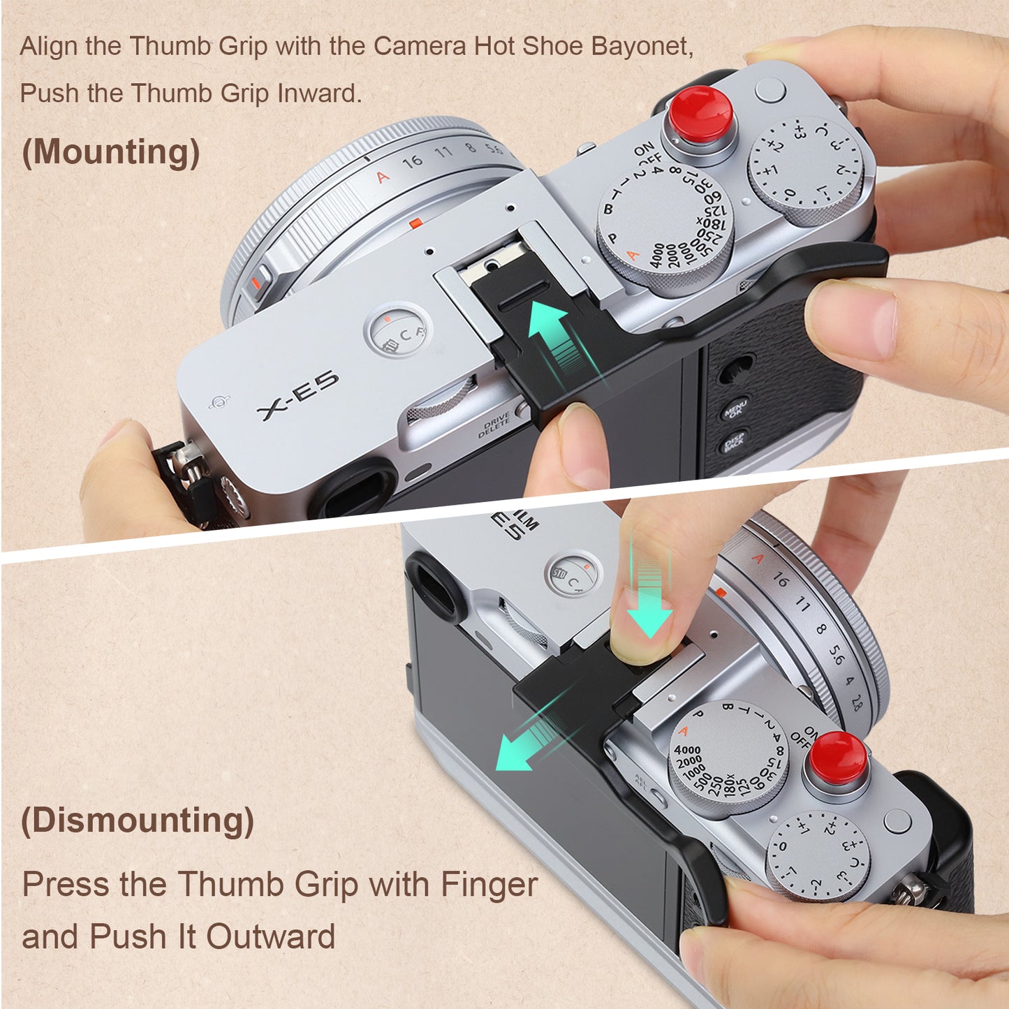 Haoge Metal Thumb Up Grip for Fujifilm XE5 Camera Digital AccessoriesTHB-XE5-B Hot Shoe Thumb Up Rest Support Handgrip Black