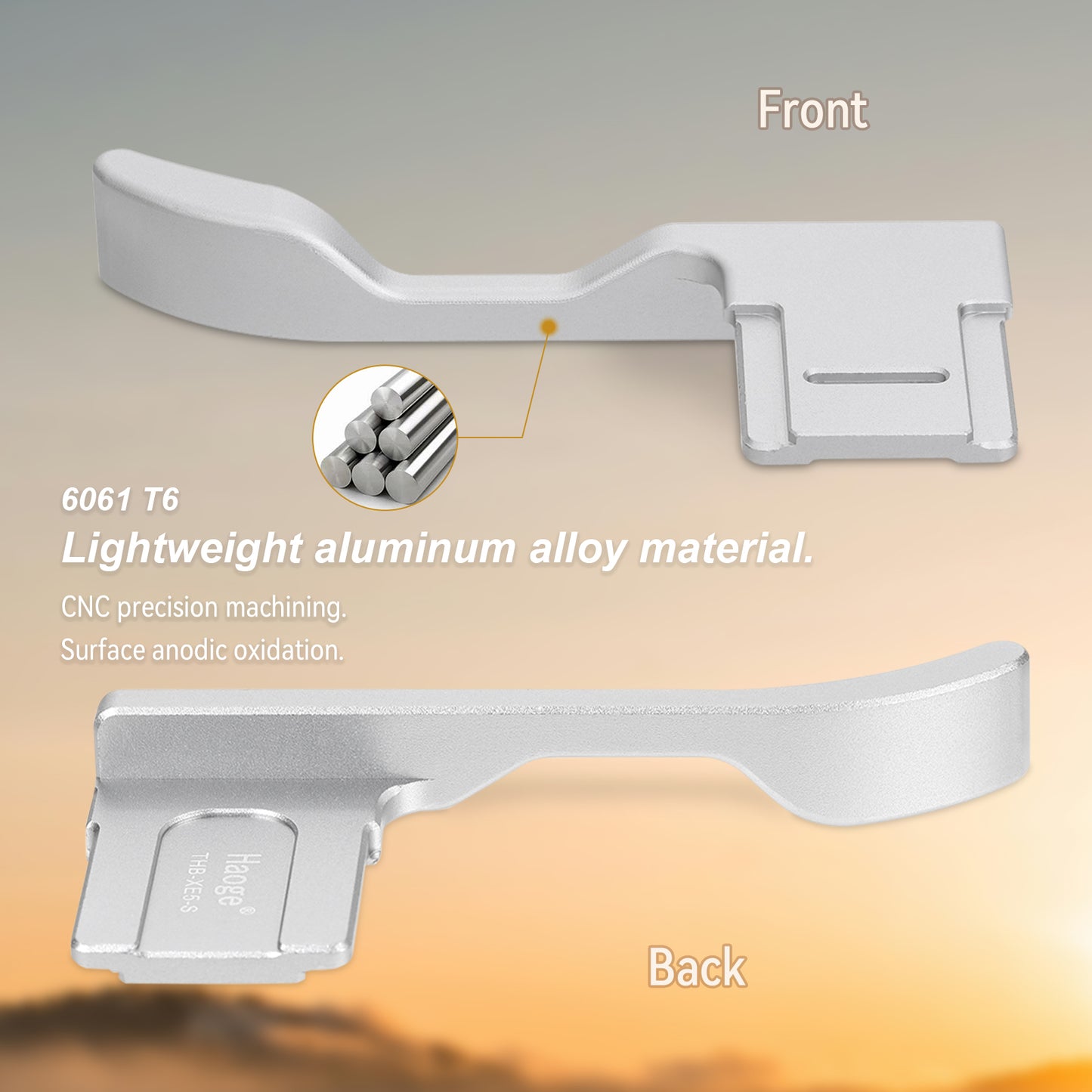 Haoge Metal Thumb Up Grip for Fujifilm X-E5 Camera Digital Accessories xe5 Hot Shoe Thumb Up Rest Support Handgrip Silver THB-XE5-S