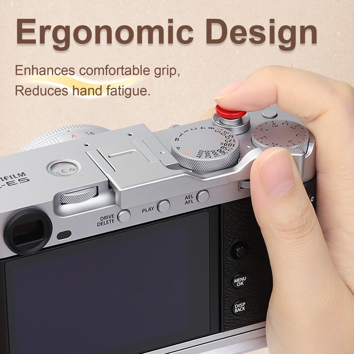Haoge Metal Thumb Up Grip for Fujifilm X-E5 Camera Digital Accessories xe5 Hot Shoe Thumb Up Rest Support Handgrip Silver THB-XE5-S