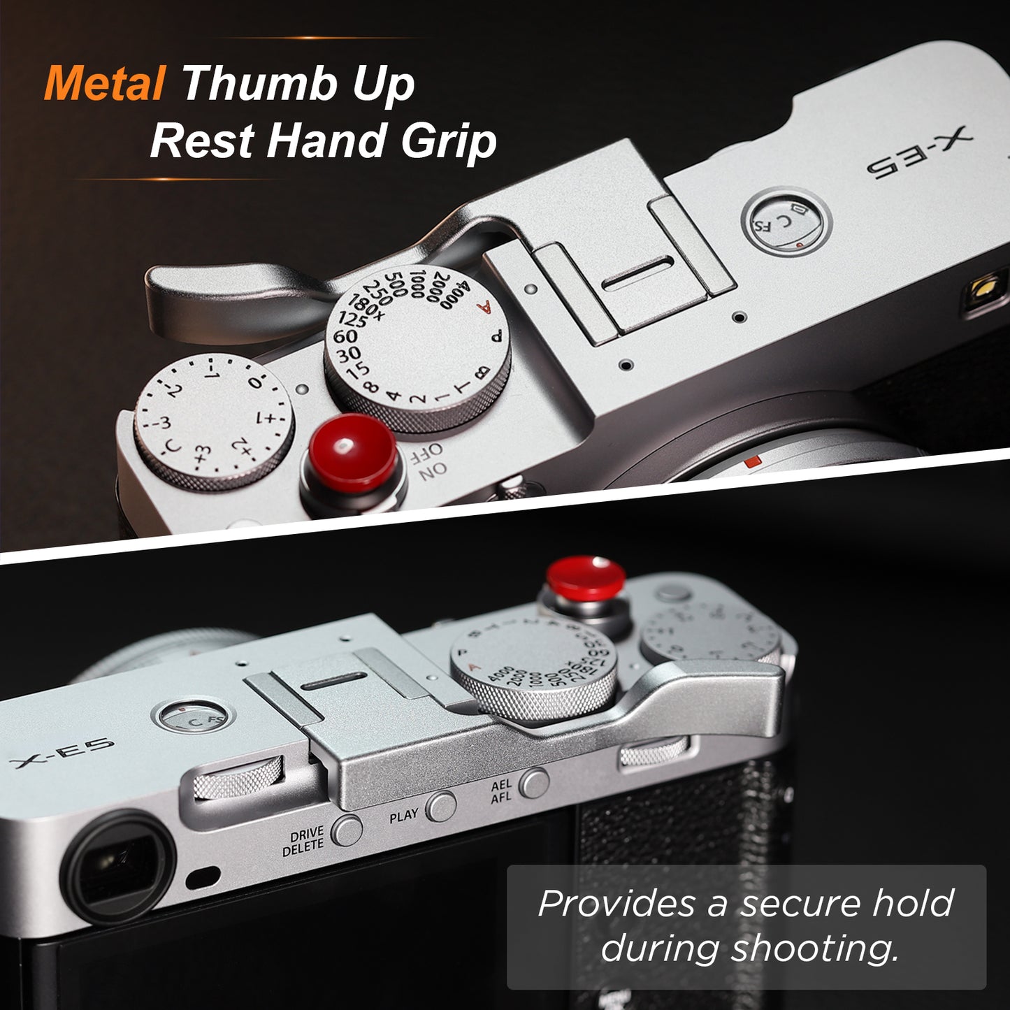 Haoge Metal Thumb Up Grip for Fujifilm X-E5 Camera Digital Accessories xe5 Hot Shoe Thumb Up Rest Support Handgrip Silver THB-XE5-S