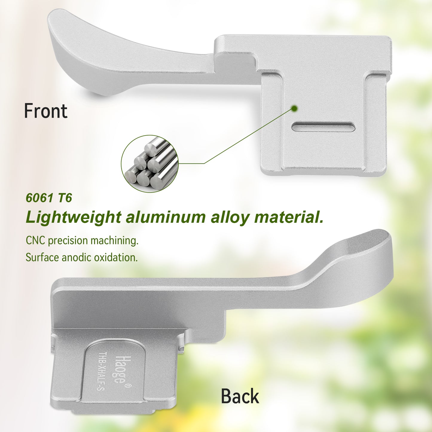 Haoge Metal Thumb Up Grip for Fujifilm X half Camera Digital Accessories X-HALF Hot Shoe Thumb Up Rest Support Handgrip Silver THB-XHALF-S