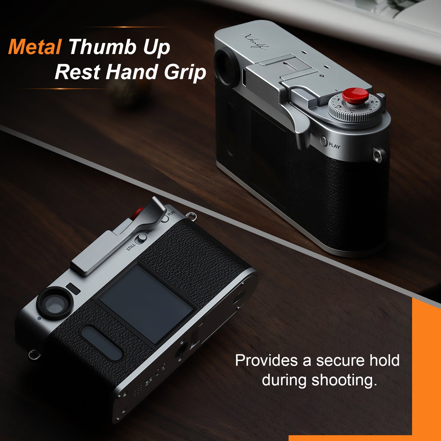 Haoge Metal Thumb Up Grip for Fujifilm X half Camera Digital Accessories X-HALF Hot Shoe Thumb Up Rest Support Handgrip Silver THB-XHALF-S