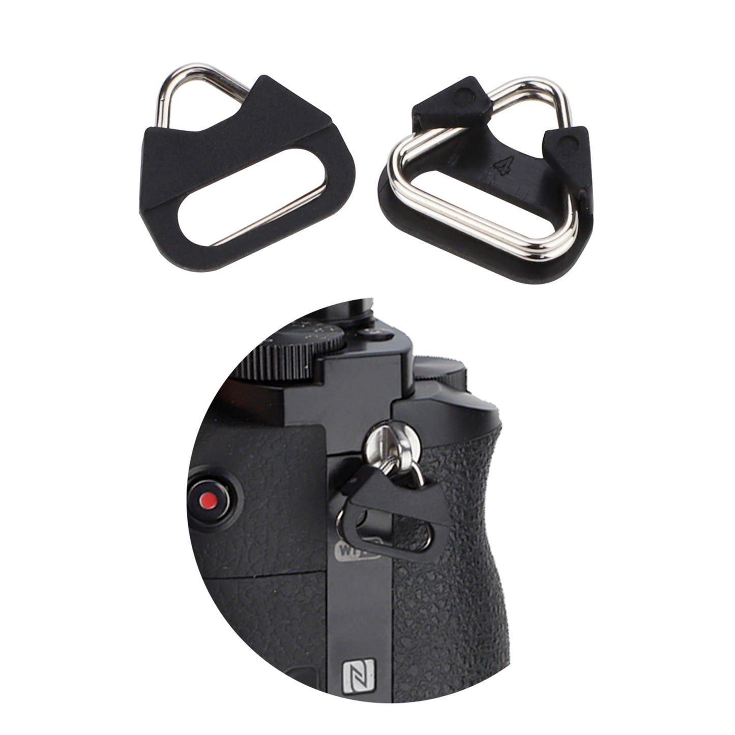 Haoge Camera Strap Hook Triangle Split Ring Compatible with Sony Fuji DSLR Mirrorless Camera W/Round Eyelet (2 Pair)