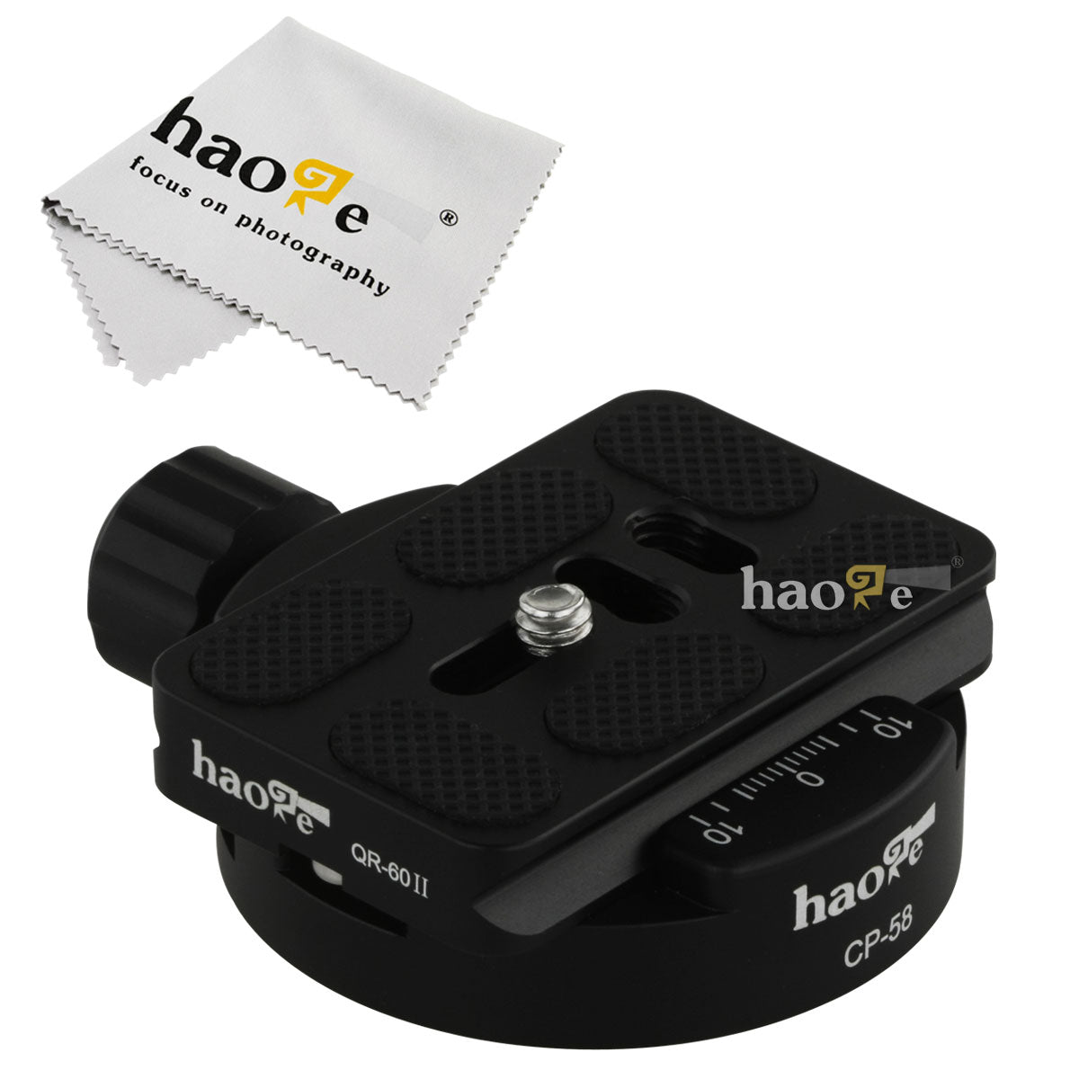 Haoge 58mm Screw Knob Clamp Adapter with 60mm QR Quick Release Plate for Camera Tripod Ballhead Monopod Ball Head Fit Arca Swiss