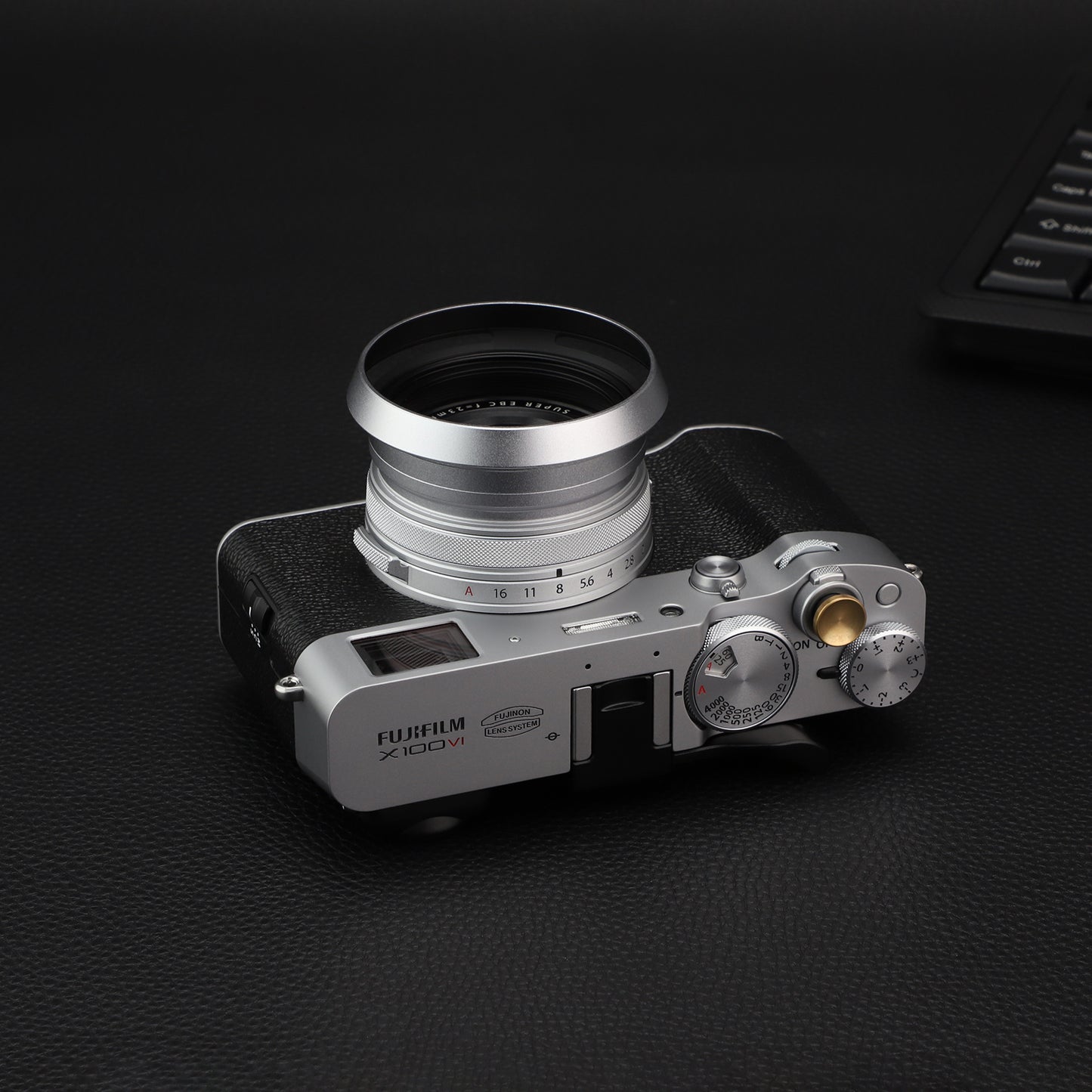 Haoge LH-X53W 3in1 Lens Hood with Adapter Ring with Cap Set for Fujifilm Fuji FinePix X70 X100 X100S X100T X100F X100V Camera Silver replaces Fujifilm LH-X100