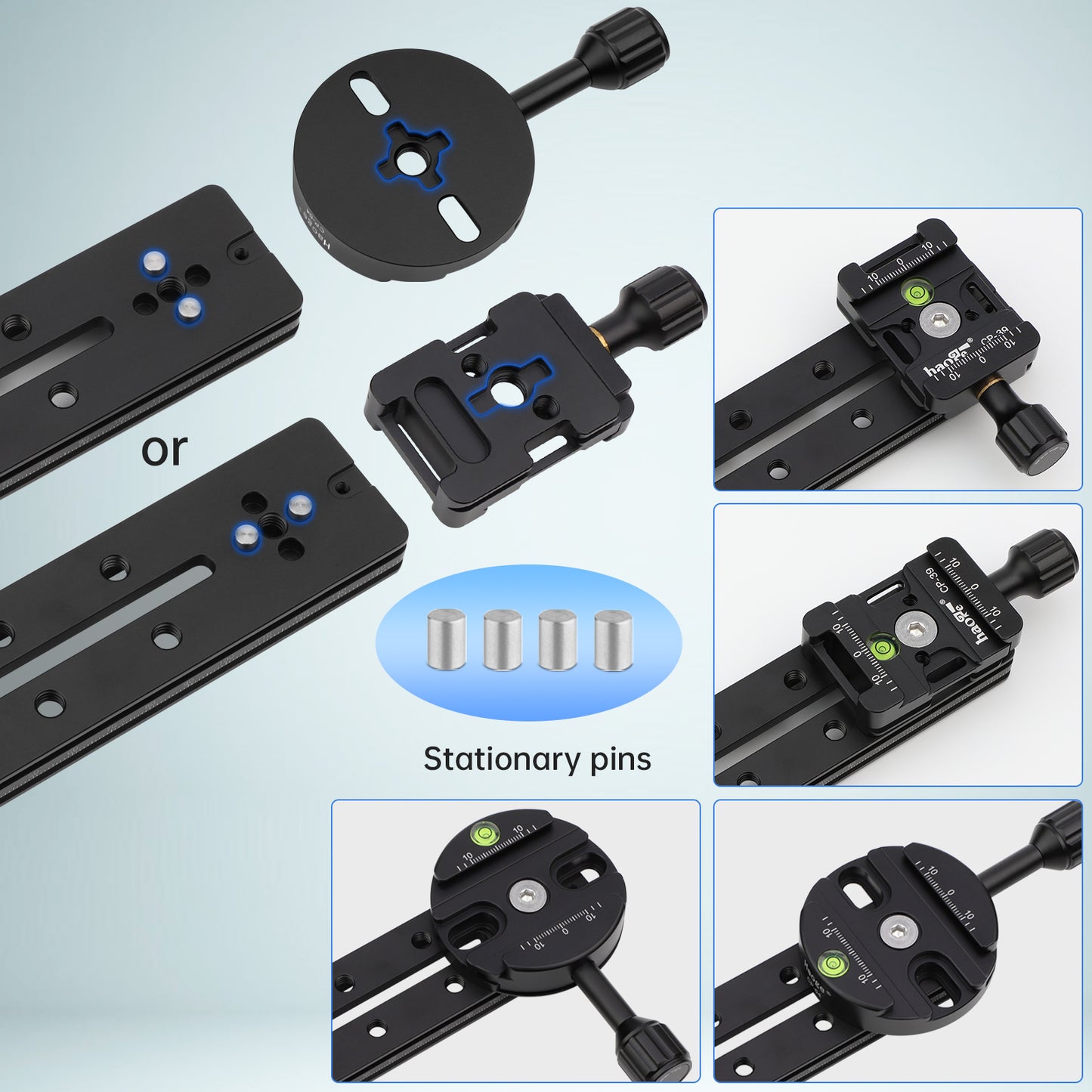 Haoge HQR-300 300mm Multi-purpose Dual Dovetail Long Quick Release Extender Rail Sliding Plate for Camera Tripod Ballhead Clamp fit Benro Arca Swiss Sunwayfoto