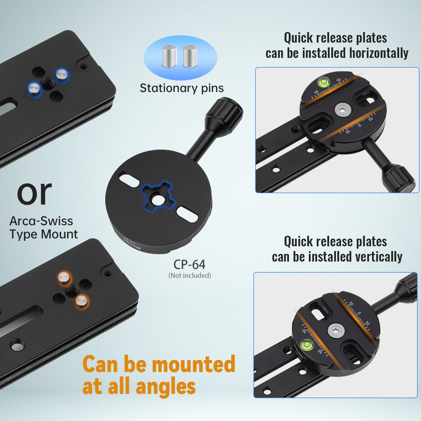 Haoge HQR-300 300mm Multi-purpose Dual Dovetail Long Quick Release Extender Rail Sliding Plate for Camera Tripod Ballhead Clamp fit Benro Arca Swiss Sunwayfoto