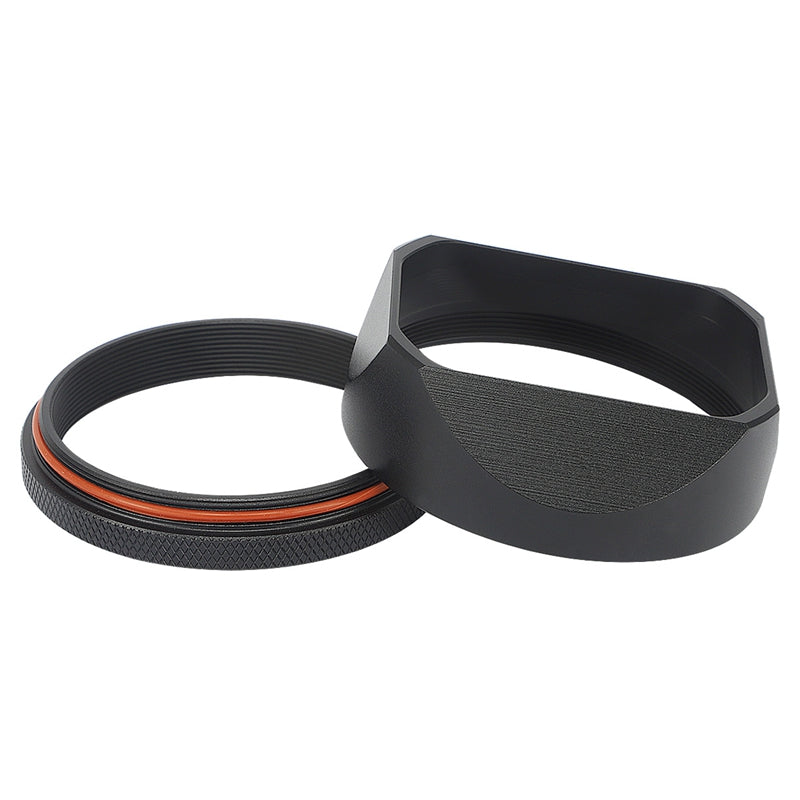 Haoge Square Metal Lens Hood for Fujifilm X100V Fuji X100VI Camera Silver with 49mm UV Filter Adapter Ring