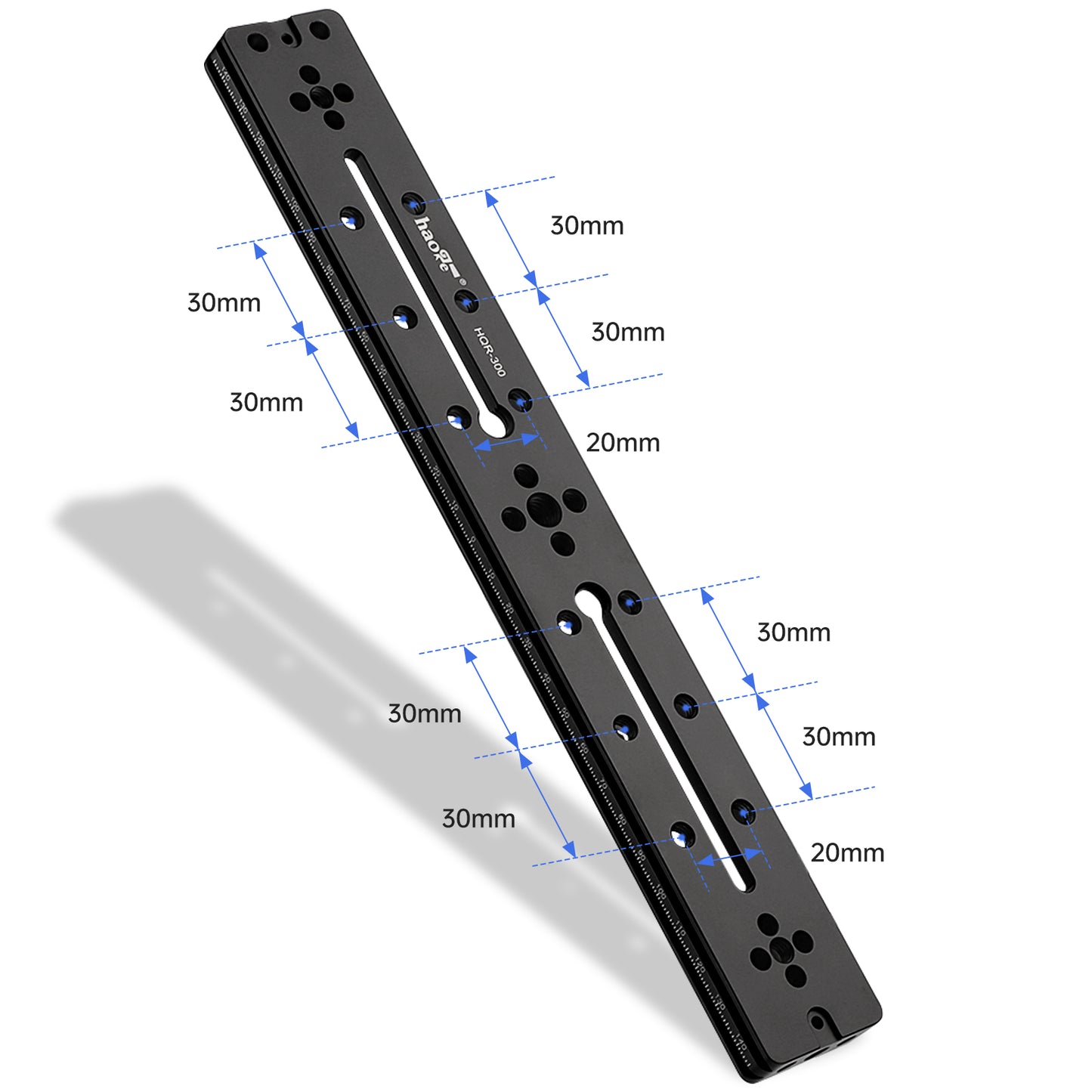 Haoge HQR-300 300mm Multi-purpose Dual Dovetail Long Quick Release Extender Rail Sliding Plate for Camera Tripod Ballhead Clamp fit Benro Arca Swiss Sunwayfoto