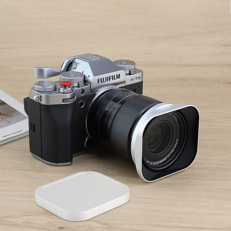 Haoge Silver Metal Square Lens Hood for Fujifilm XF33mm F1.4 R WR Lens, Fujinon XF 16-50mm,Fuji XF 23mm f/1.4 R LM WR lens Hood Shade Bayonet Mount