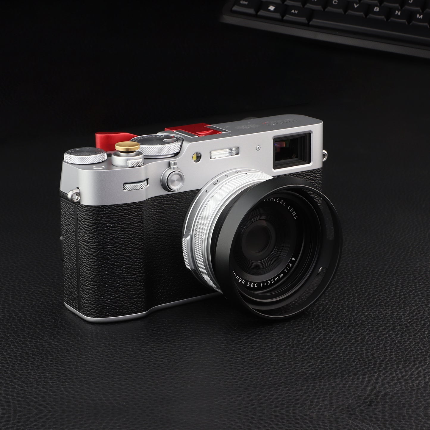 Haoge 3in1 Lens Hood with Adapter Ring with Cap Set for Fujifilm Fuji X100VI Camera Black LH-X53B