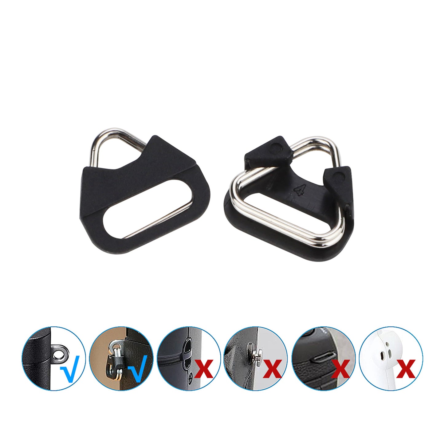 Haoge Camera Strap Hook Triangle Split Ring Compatible with Sony Fuji DSLR Mirrorless Camera W/Round Eyelet (2 Pair)
