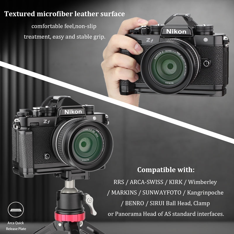 Haoge HG-ZFB Quick Release Plate Camera Bracket Holder Hand Grip for Nikon ZF Camera Black fit Arca Swiss Sunwayfoto Kirk RRS Benro