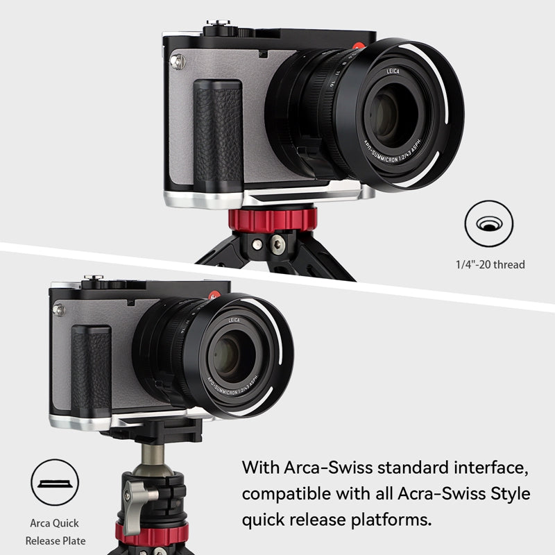 Haoge HG-Q3W Camera Bracket Holder Hand Grip Designed for Leica Q3 Q3 43 Camera Body Silver