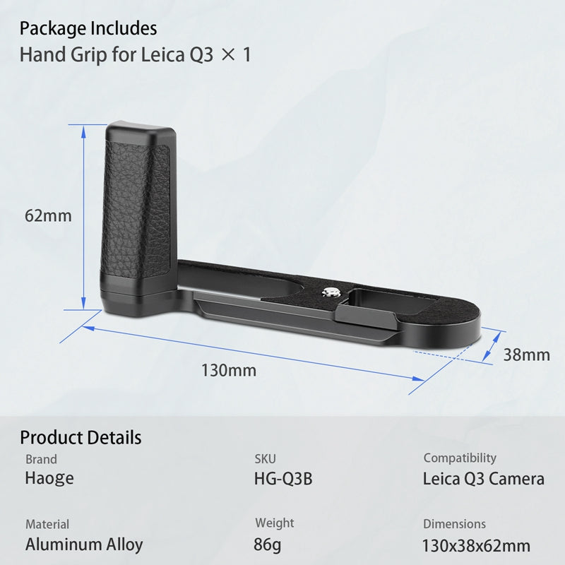 Haoge HG-Q3B Handle HandGrip for Leica Q3 Q3-43 Camera Body L-Shape Grip Bracket Black