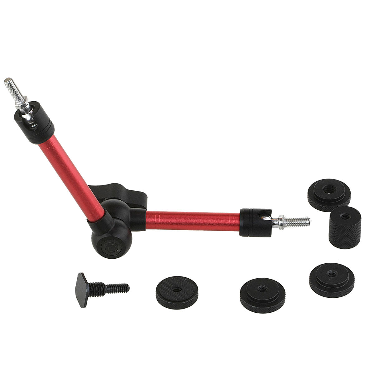 Haoge 11 inch Articulating Friction Magic Arm with Small Clamp Crab Pliers Clip for HDMI LCD Monitor LED Light DSLR Camera Video Tripod Red