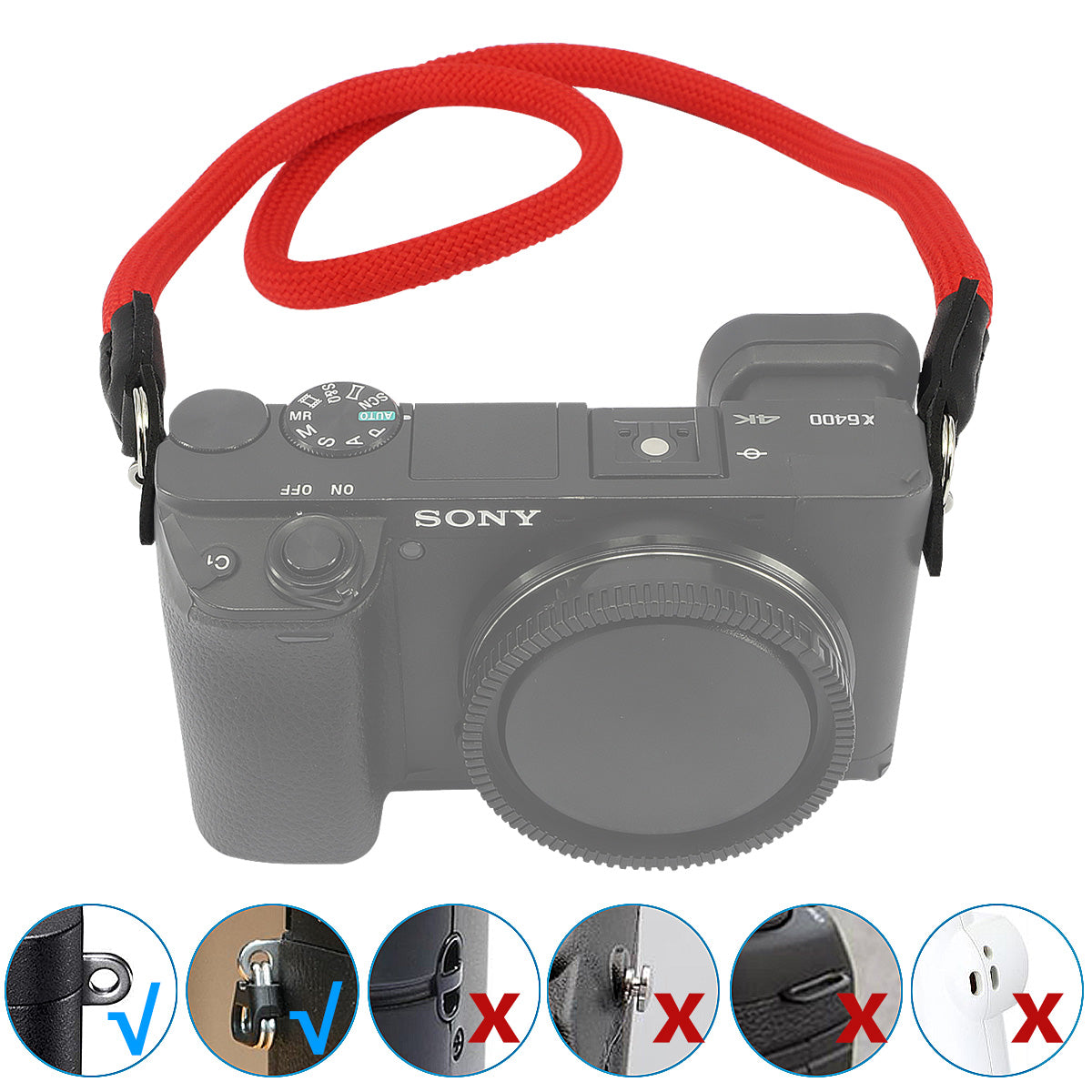 Haoge Camera Neck Strap for Leica M M-P M-E M8 M9 M9-P M10 M10-P M10-D M11 M11-P Q Q2 Q3 Q3-43 Q-P CL D-Lux7 D-Lux8 X Vario MP ME M9P M10P M10D QP Typ107 Typ109 Typ113 Typ116 Typ240 Typ246 Typ262 Climbing Rope Red