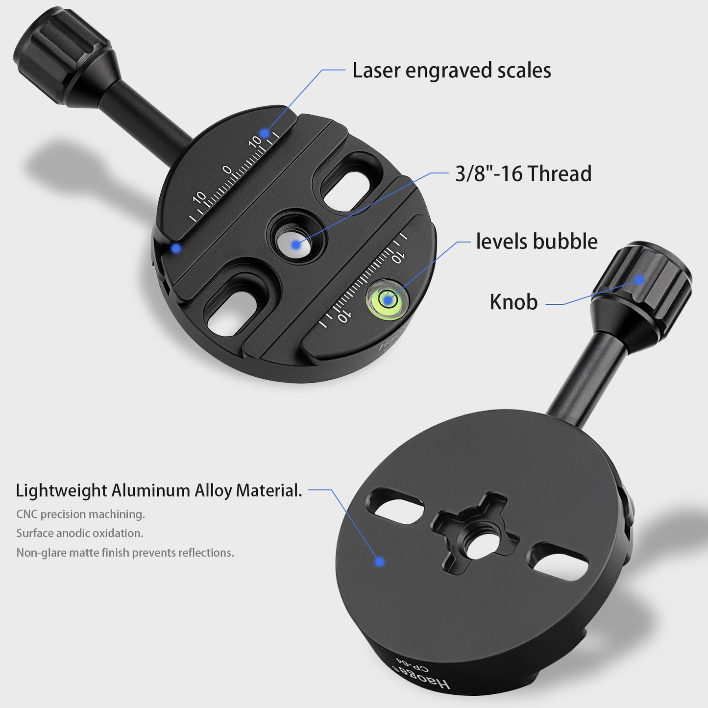 Haoge 64mm Screw Knob Clamp Adapter Mount for Quick Release QR Plate Camera Tripod Ballhead Monopod Ball Head Fit Arca Swiss