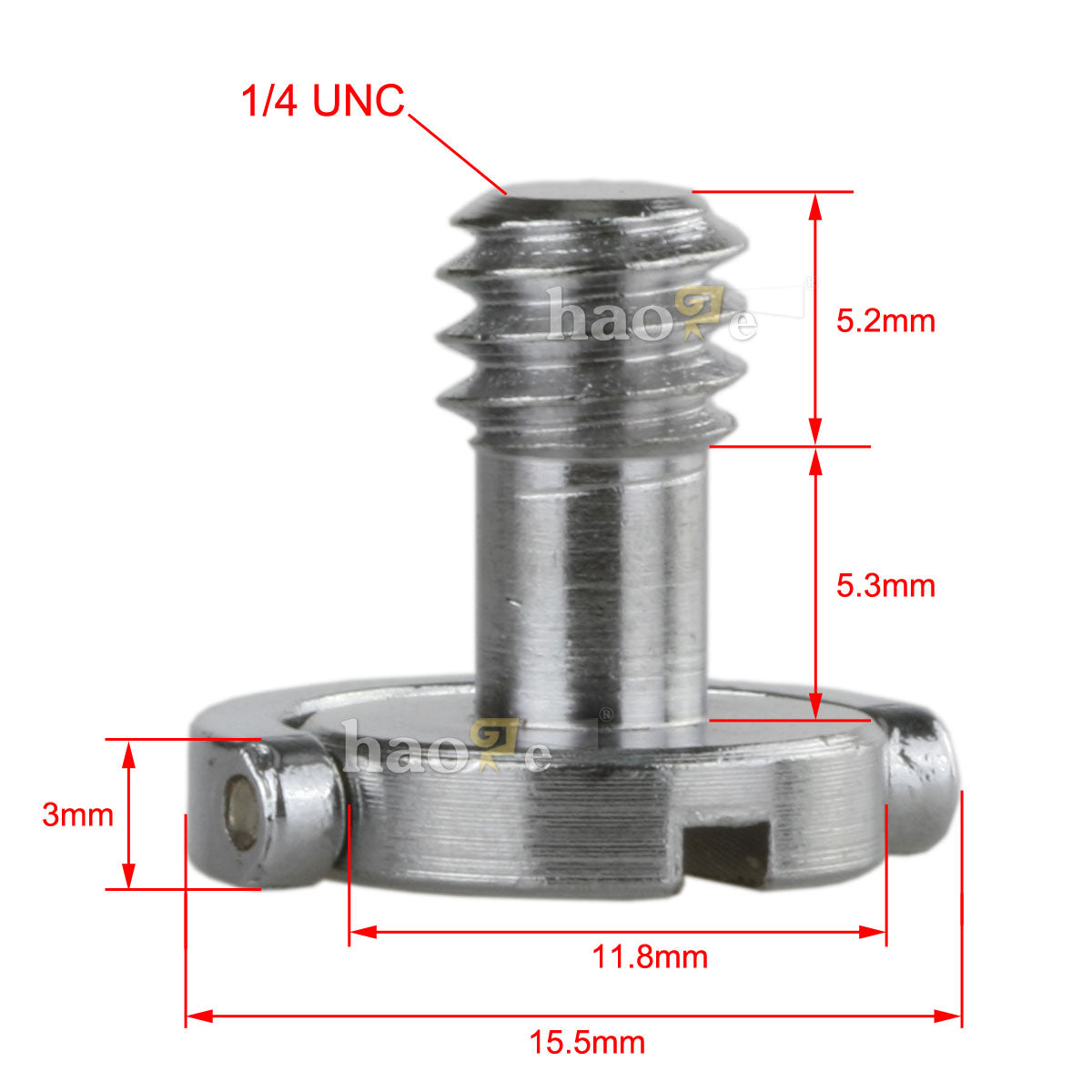 Haoge 1/4"-20 D-Ring Stainless Steel Mounting Fixing Screw for Camera Tripod Monopod Quick Release Plate (Pack of 10)