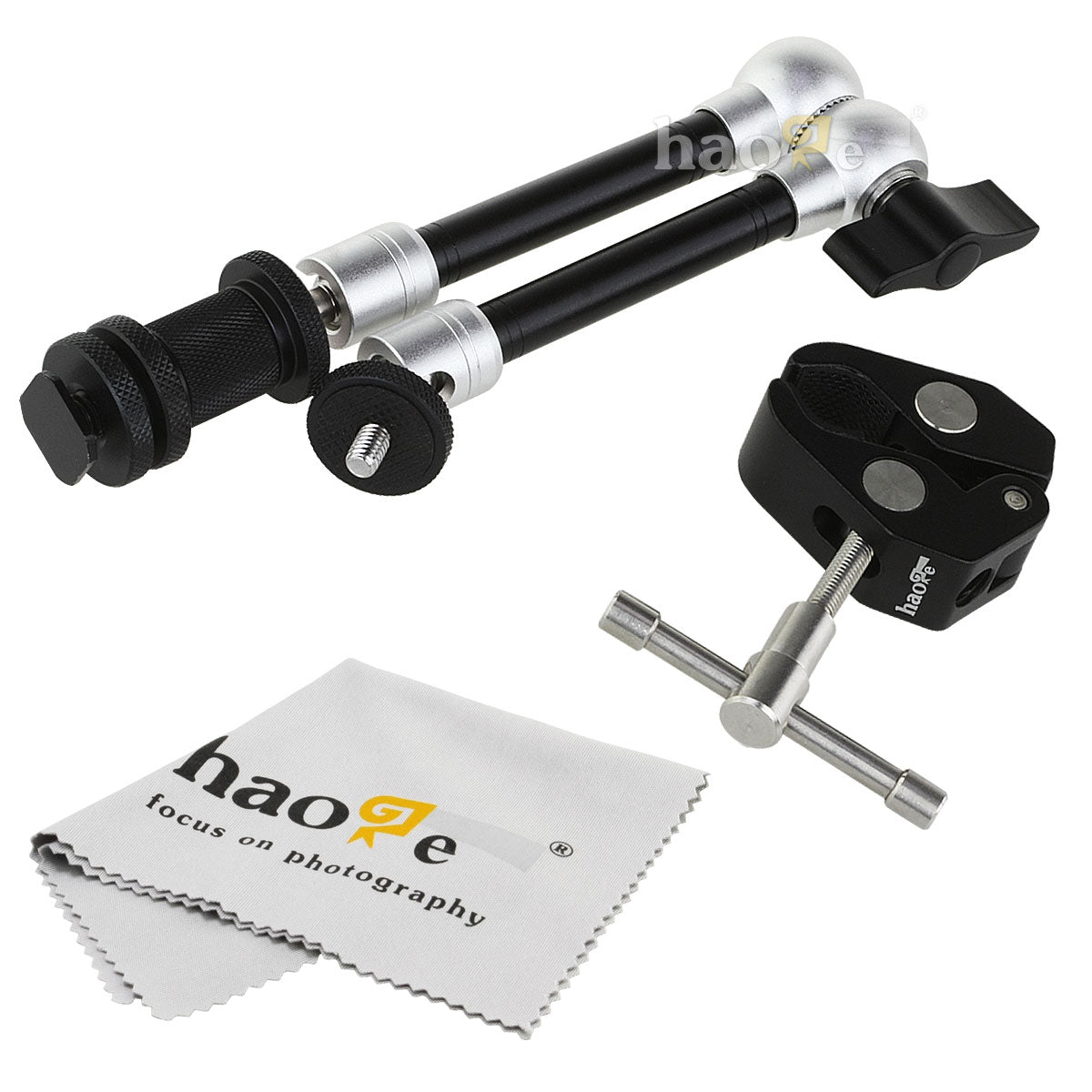 Haoge 11 inch Articulating Friction Magic Arm with Large Clamp Crab Pliers Clip for HDMI LCD Monitor LED Light DSLR Camera Video Tripod