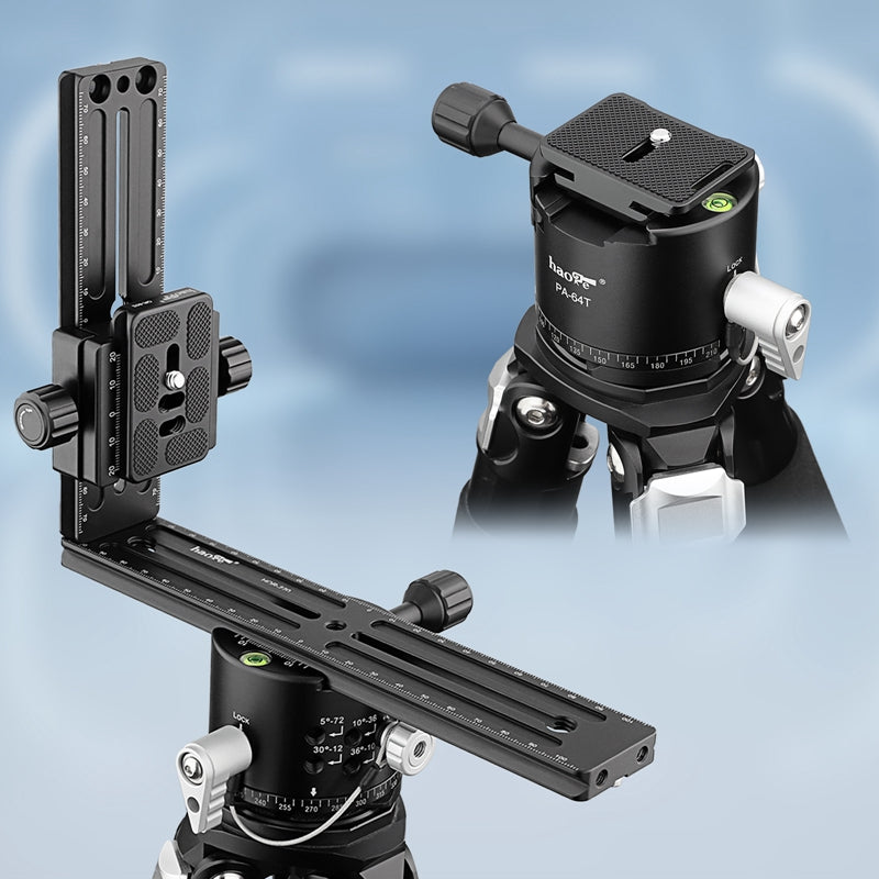 Haoge PA-64T 64mm Panoramic Panorama Pano Indexing Index Rotator Tripod Monopod Head - 10 Detent Interval Quick Release Clamp fit Arca Swiss